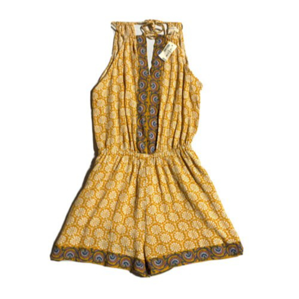 Aeropostale Aero Women's Romper Size XS Bohemian Cutout High Neck Floral NWT